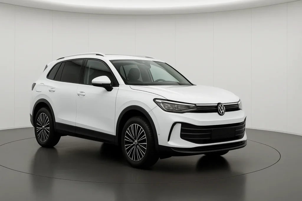 VW Tiguan 2026 im Showroom der Autofabrik Bodensee (KI-generiertes Beispielbild)