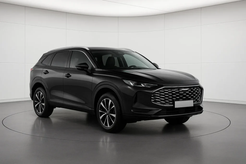 MG HS Luxury HEV+ 2026 im Showroom der Autofabrik Bodensee (KI-generiertes Beispielbild)